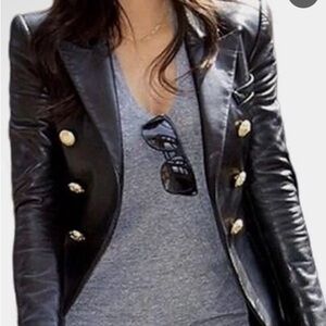 INC International Concepts Black Blazer with Gold Buttons